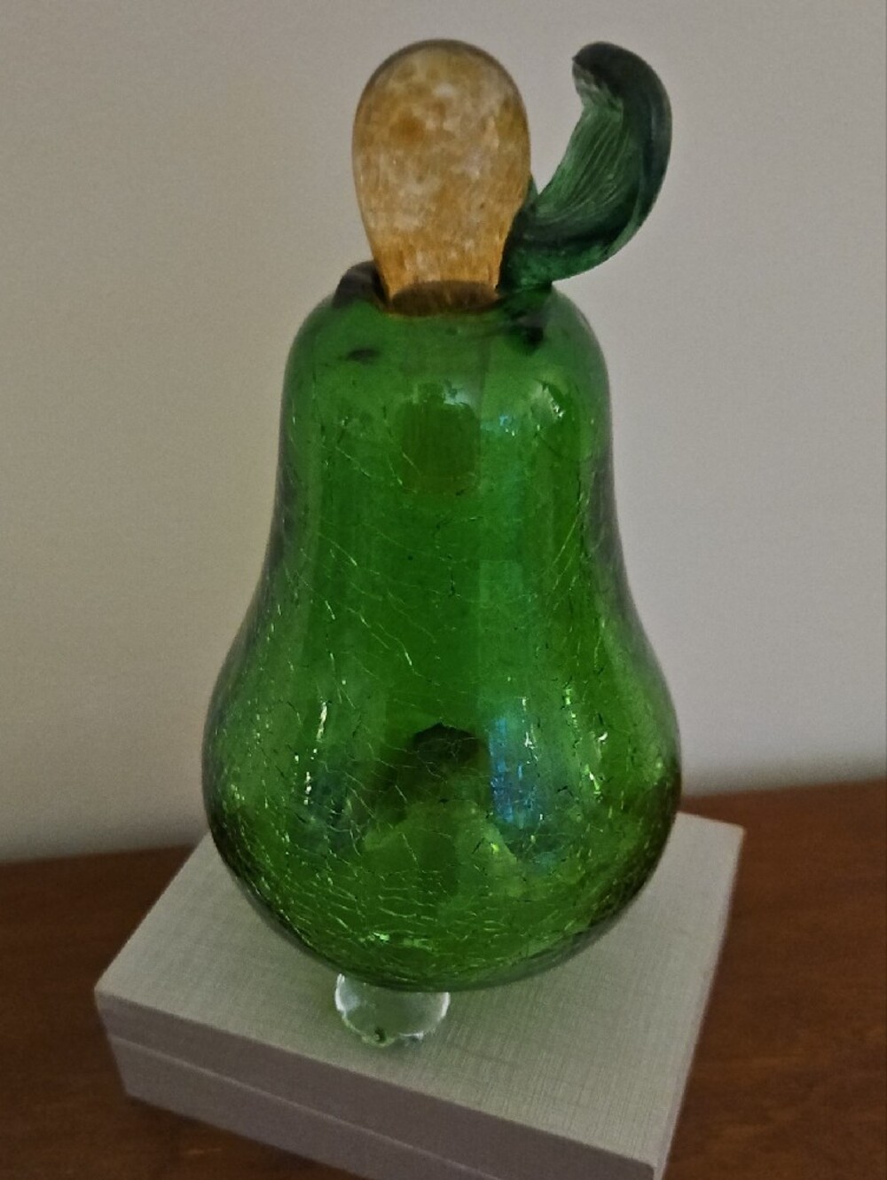 Green Crackle Glass Pear Fruit Fly Catcher Reusable Trap - Picture 7 of 7